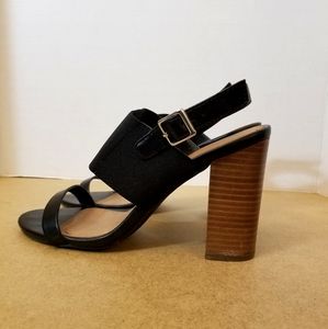 Elastic strap black block heel
